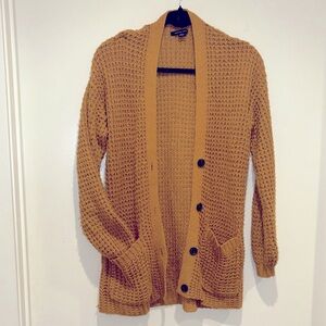 American Eagle Outfitters Mustard Yellow Chunky Knit Long Cardigan Sweater